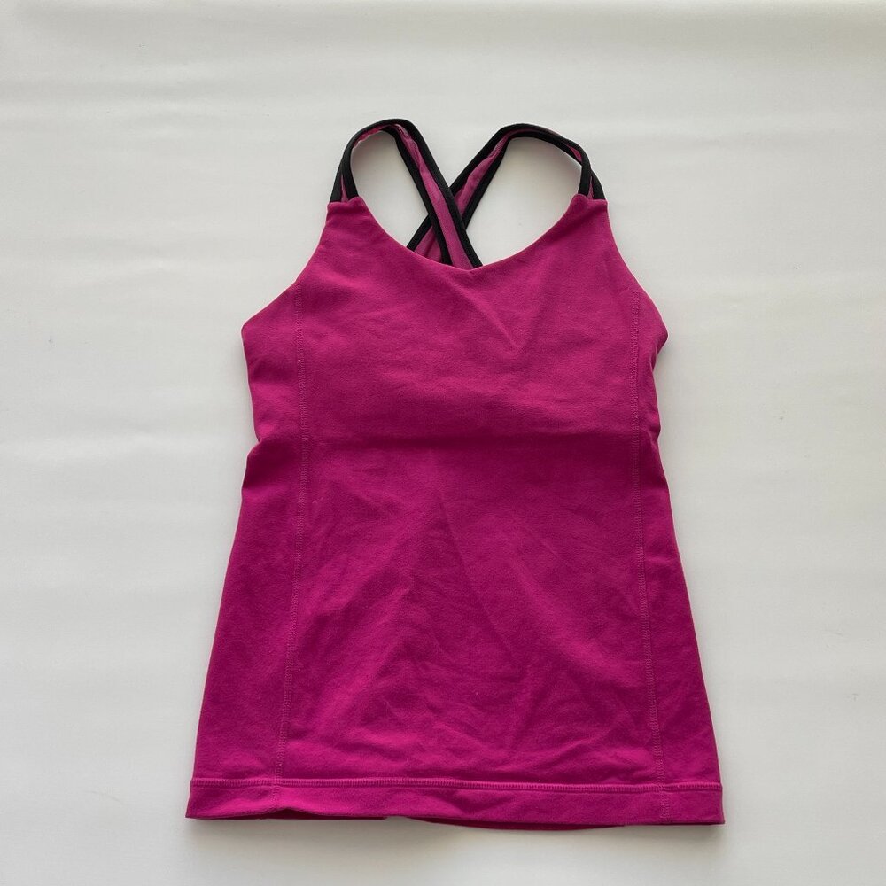Lululemon Cross Back Tank Top in Magenta Size 4 with Size Dot